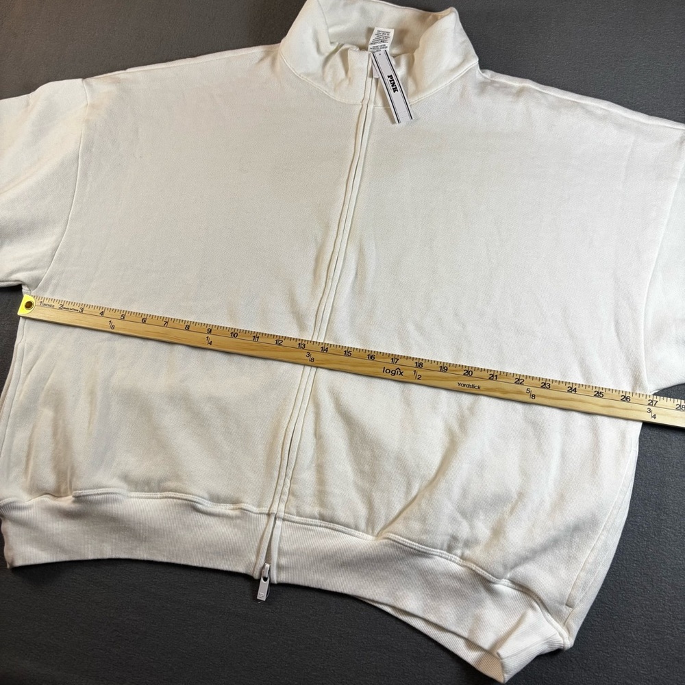 Victoria's Secret Pink Sports Club Full Zip Sweatshirt White XL - Picture 7 of 9